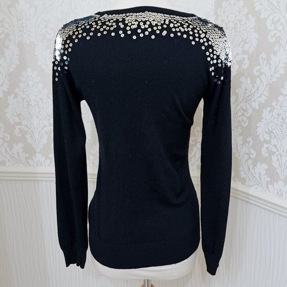 Papaya Black with Silver Sequins Holiday Sweater Juniors Size Medium - Picture 3 of 4
